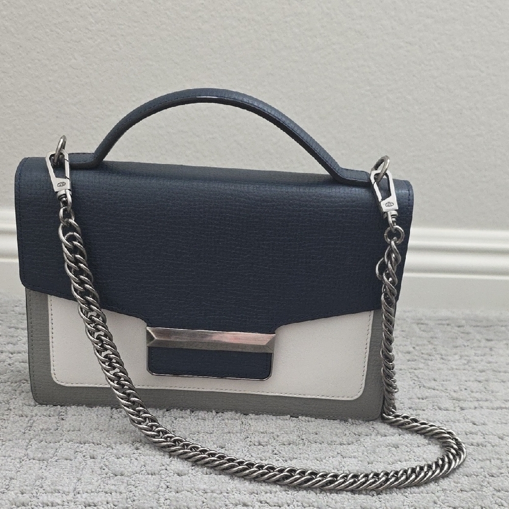 Elegant Navy and White Handbag